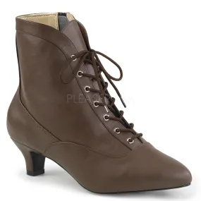 Vegan Suede Ankle Boots 2 Inch Heel FAB-1005 Brown Pu