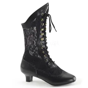 Rockin Leather Boots 2" Heel Victorian Lace Boot (DAME-115)