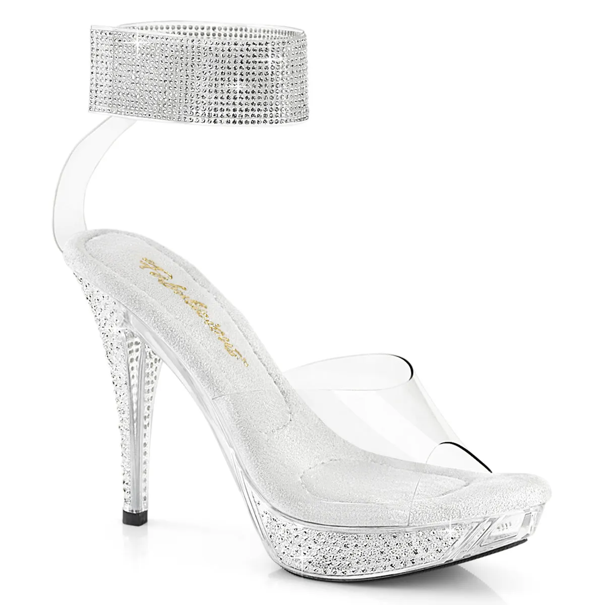 Heeled Sandals 4 1/2" Rhinestone Platform Sandal with Rhinestone Ankle Cuff (ELEGANT-442)