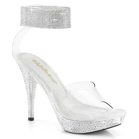 4 1/2" Rhinestone Platform Sandal with Rhinestone Ankle Cuff (ELEGANT-442) Walkable High Heels