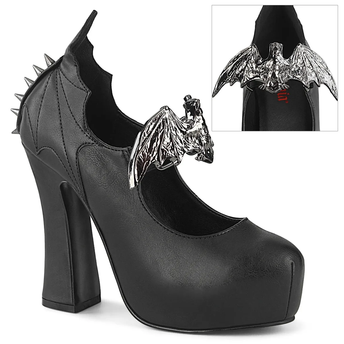5" Metal Bat & Cone Spike Studded Heel (DEMON-18) Pictures Of In High Heels