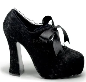 Adjustable High Heels 5" Satin Platform Lace Overlay Pump (DEMON-11)