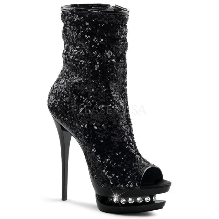 6" Sequined Open Toe Ankle Boot (BLONDIE-R-1008) High Knee Heel Boots