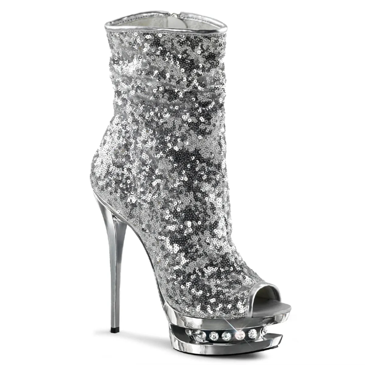 6" Sequined Open Toe Ankle Boot (BLONDIE-R-1008) High Heels Tape Toes