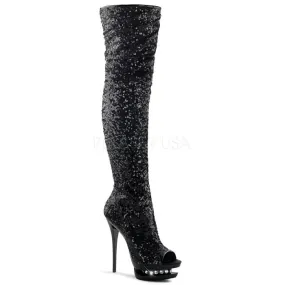 6" Sequined Open Toe Thigh High Boot (BLONDIE-R-3011) 1980's High Heels