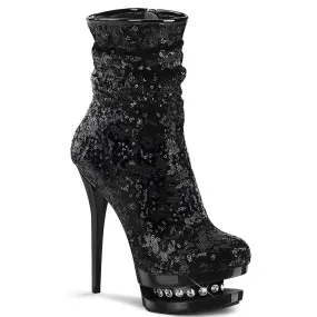 6" Sequined Platform Ankle Boot (BLONDIE-R-1009) Leather Heel Shoes
