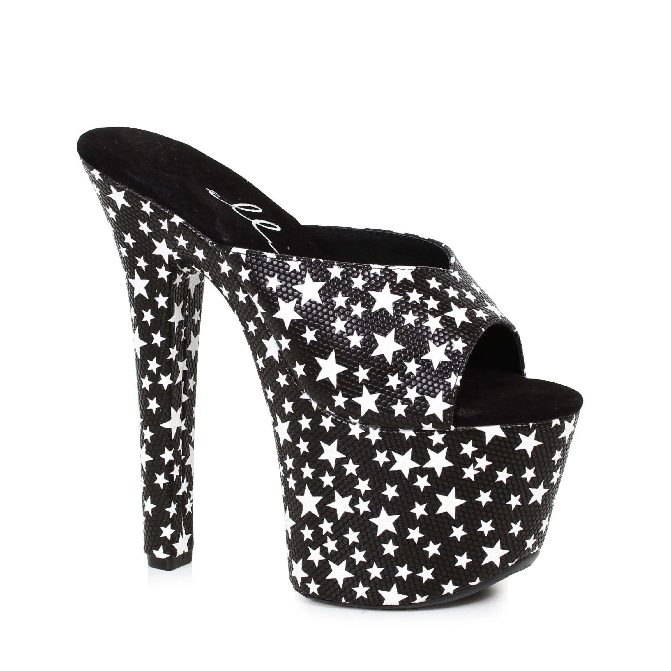 7" Heel Mule Sandal With Star Print (ES711-GAZE) High Heel Foot Damage
