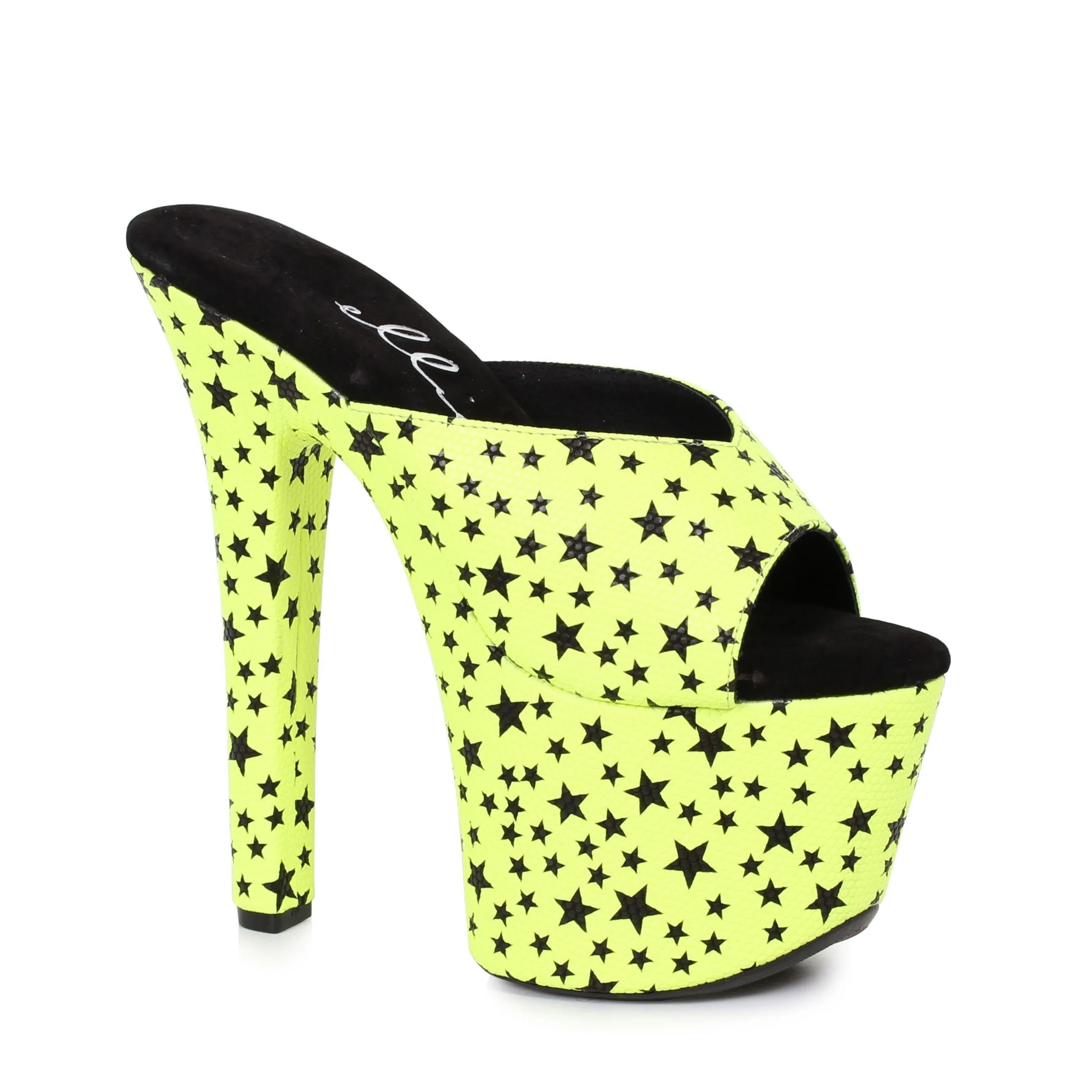 High Heels Shoe 7" Heel Mule Sandal With Star Print (ES711-GAZE)