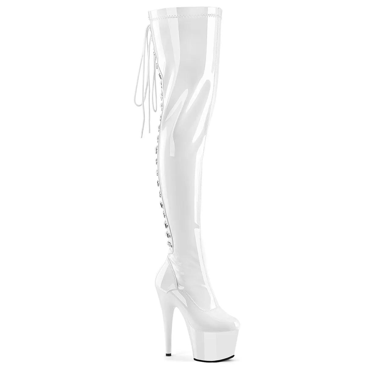 7" Lace-Up Platform Thigh Boot (ADORE-3063) High Heel Shoe Caps For Grass