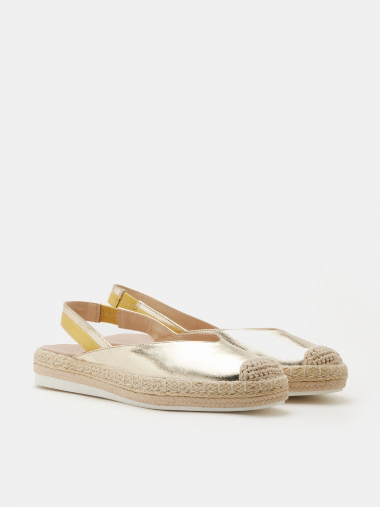 Patent Leather Espadrille Wedges Danni Metallic Leather Slingback Espadrilles