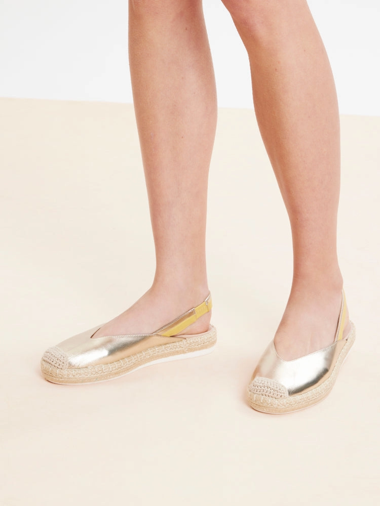 Danni Metallic Leather Slingback Espadrilles Best Wedge Espadrilles