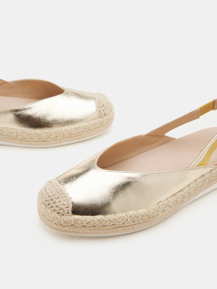 Danni Metallic Leather Slingback Espadrilles Chanel Espadrilles With Studs
