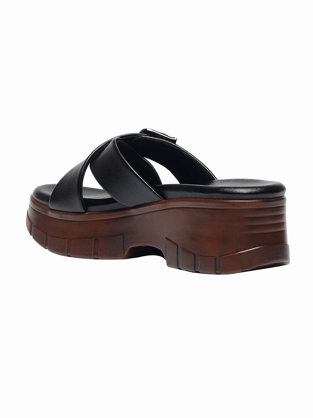 Lila Black Flatform Heels High Heel Knee High Sandals