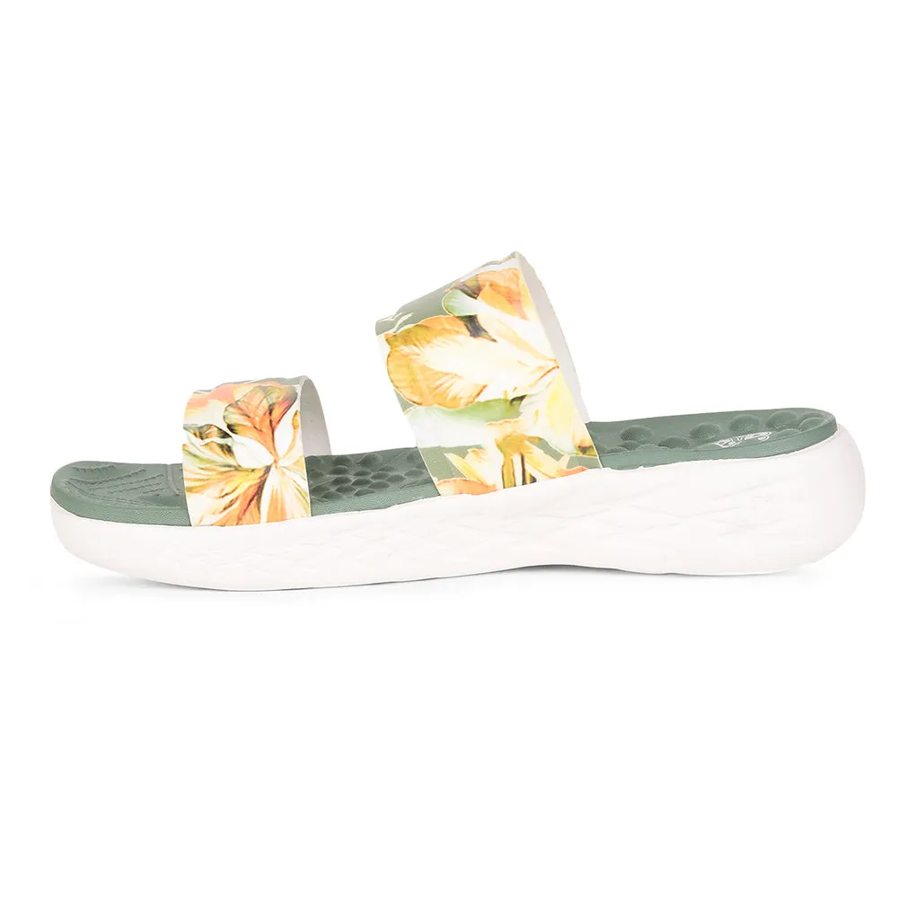 AHA Casual Olive Green Flip Flop For Women IMPACT-15 By Liberty White Flip Flops