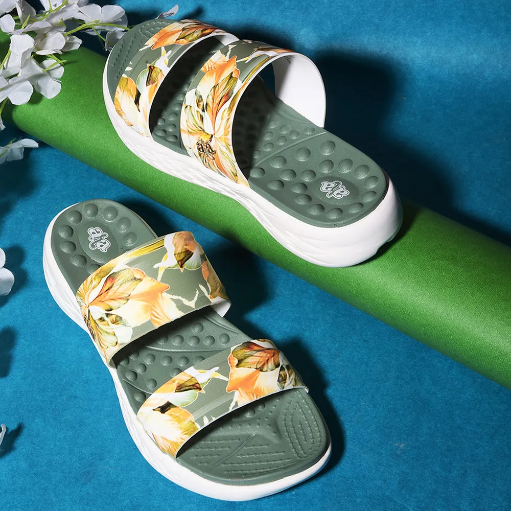 Cute Flip Flops AHA Casual Olive Green Flip Flop For Women IMPACT-15 By Liberty