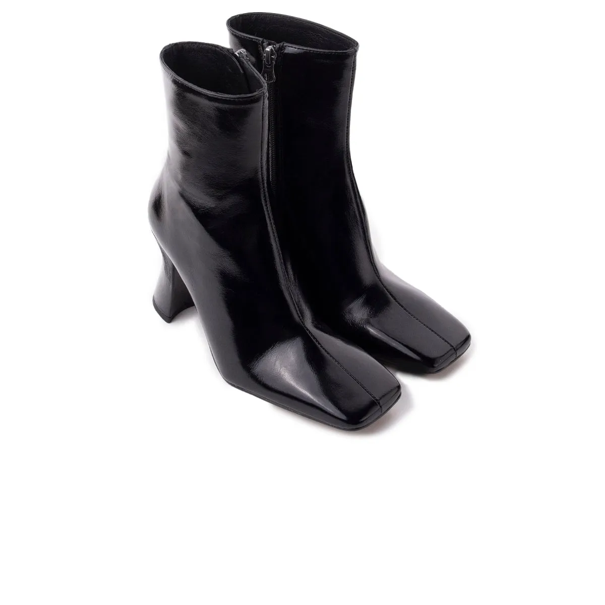 Hartwell Black Leather Slouch Ankle Boots Flat