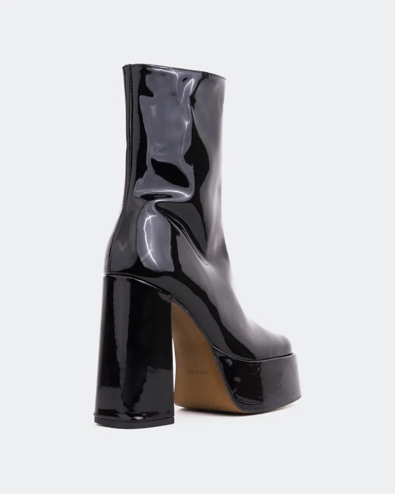 Leopard Skin Ankle Boots Cloud Black Patent