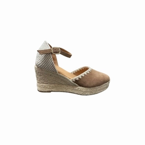 Lisbon Espadrilles Women's Emmy Suede Wedge Espadrilles In Vison
