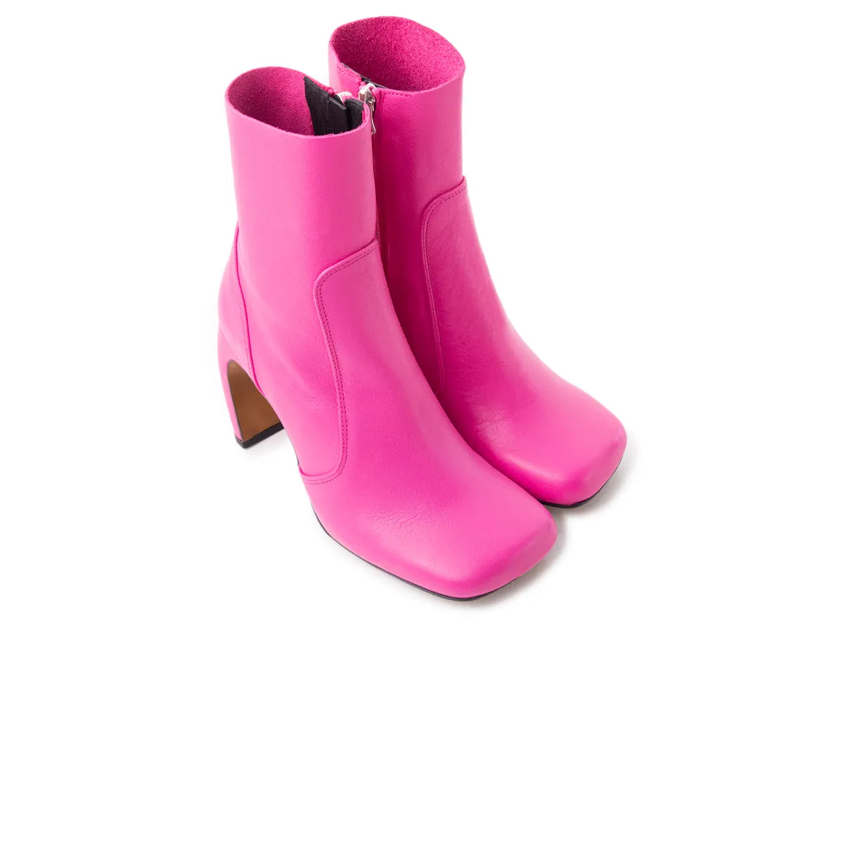 Baden Fuschia Leather Low Heel Wide Fit Ankle Boots