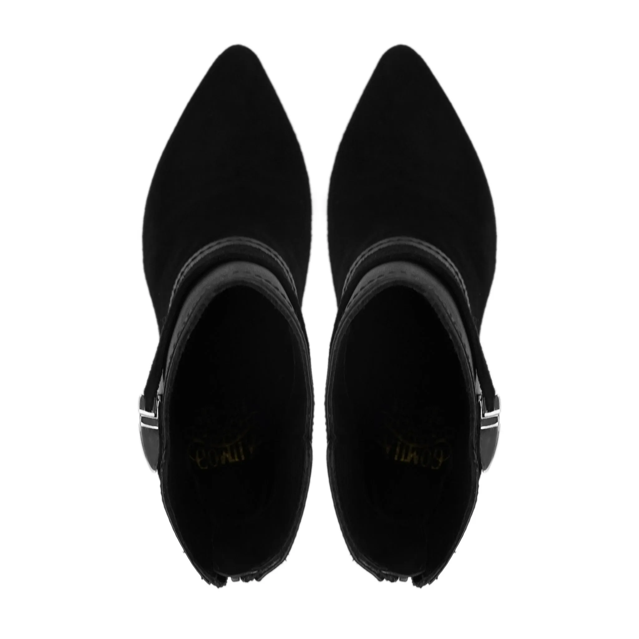 Ankle Boots With Socks And Skinny Jeans Selnica - Ladies Black Calf And Kid Suede Ankle Boot