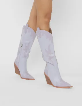 Underwood Lilac Snake Western Cowboy Block Heel Knee High Boots Best Roper Boots