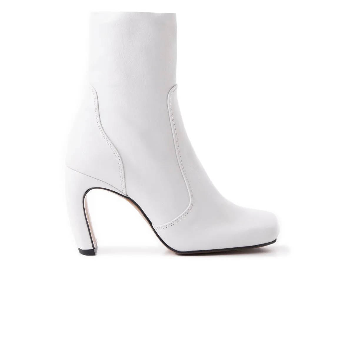 Baden White Leather Full Grain Leather Ankle Boots