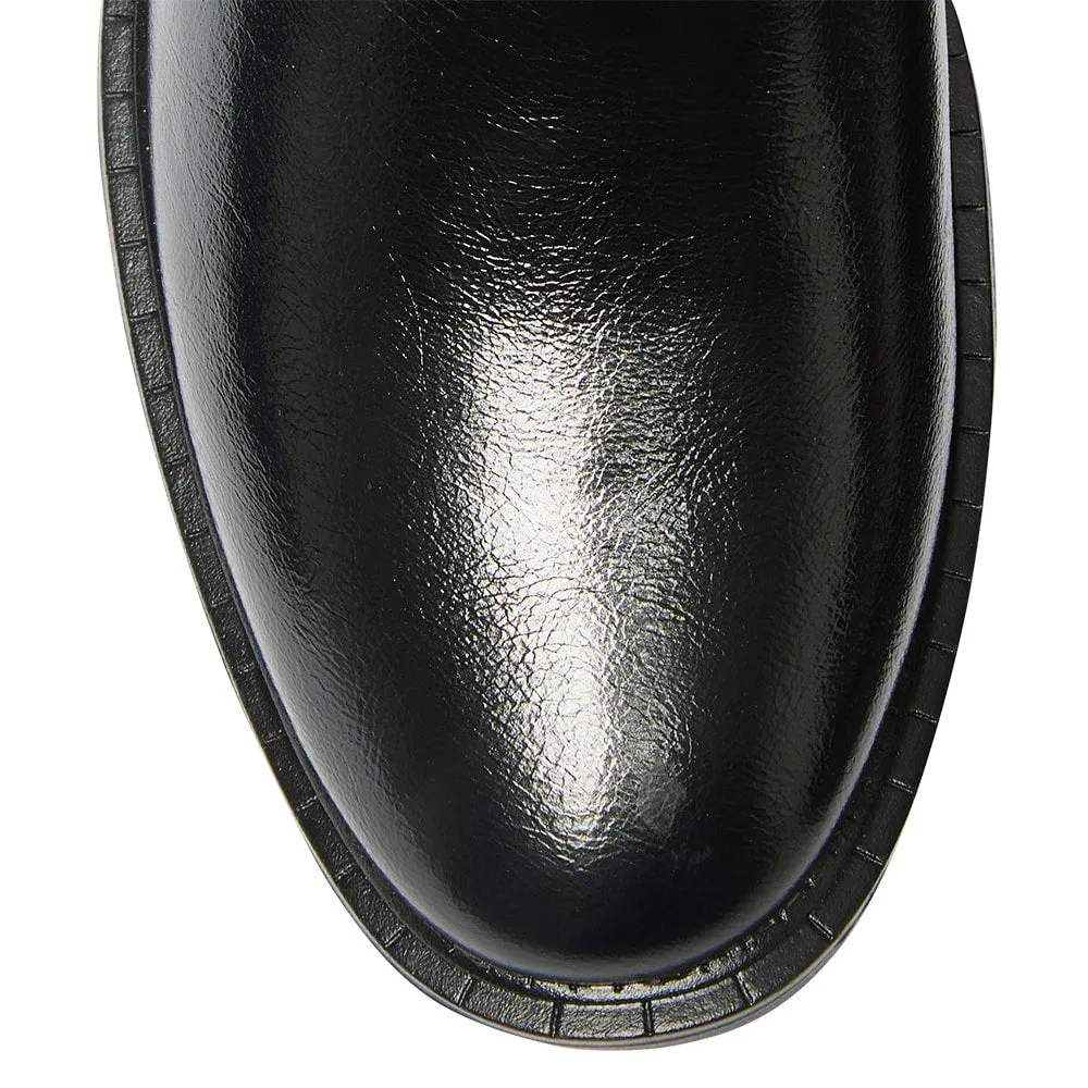 Bedford Boot in Black Crinkle Purple Velvet Chelsea Boots