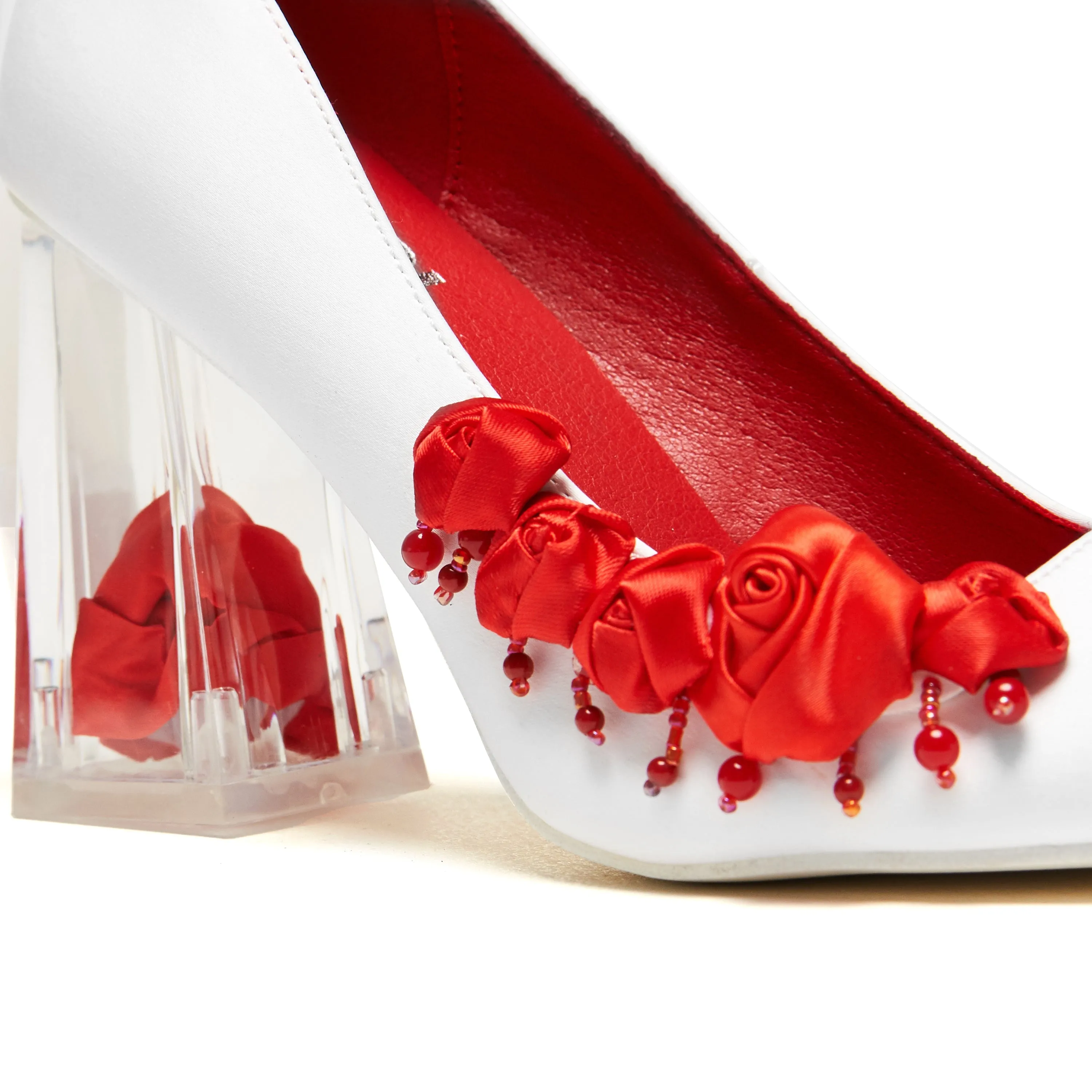 Mary Jane Shoes 5.5 Bellas Nightmare Rose Heels - Pearl