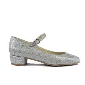 'Gracie' Mary-Jane vegan Low-Heels by Zette Shoes - sparkly silver Orthaheel Myla Mary Jane Shoes