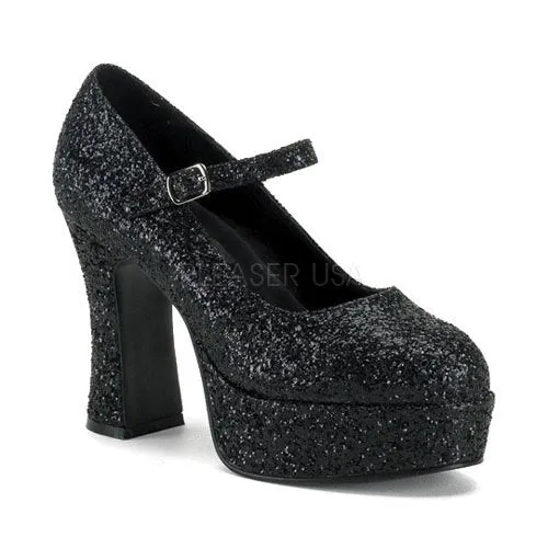 Buckles Pointed Toe High Heels 4" Glitter Maryjane Platfrom (MARYJANE-50G)
