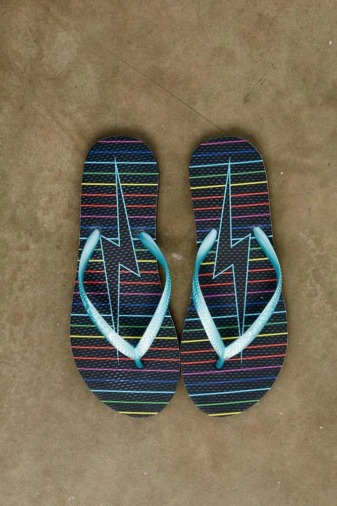 Banana Republic Leather Flip Flops Black Rainbow Bolt Flip Flops