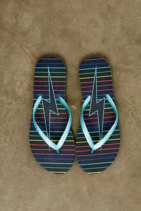 Black Rainbow Bolt Flip Flops Barefoot Flip Flops