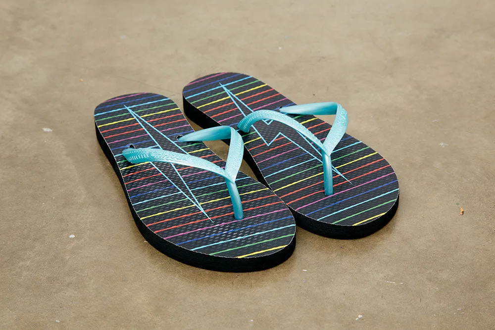 Black Rainbow Bolt Flip Flops Fireball Flip Flops