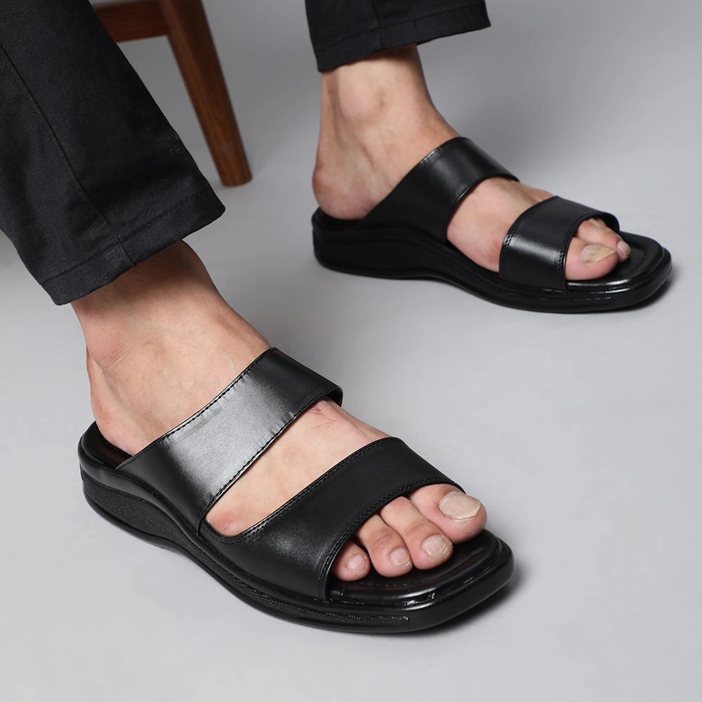 Cozy Slippers Coolers Casual Black Slippers For Men 2050-02 By Liberty