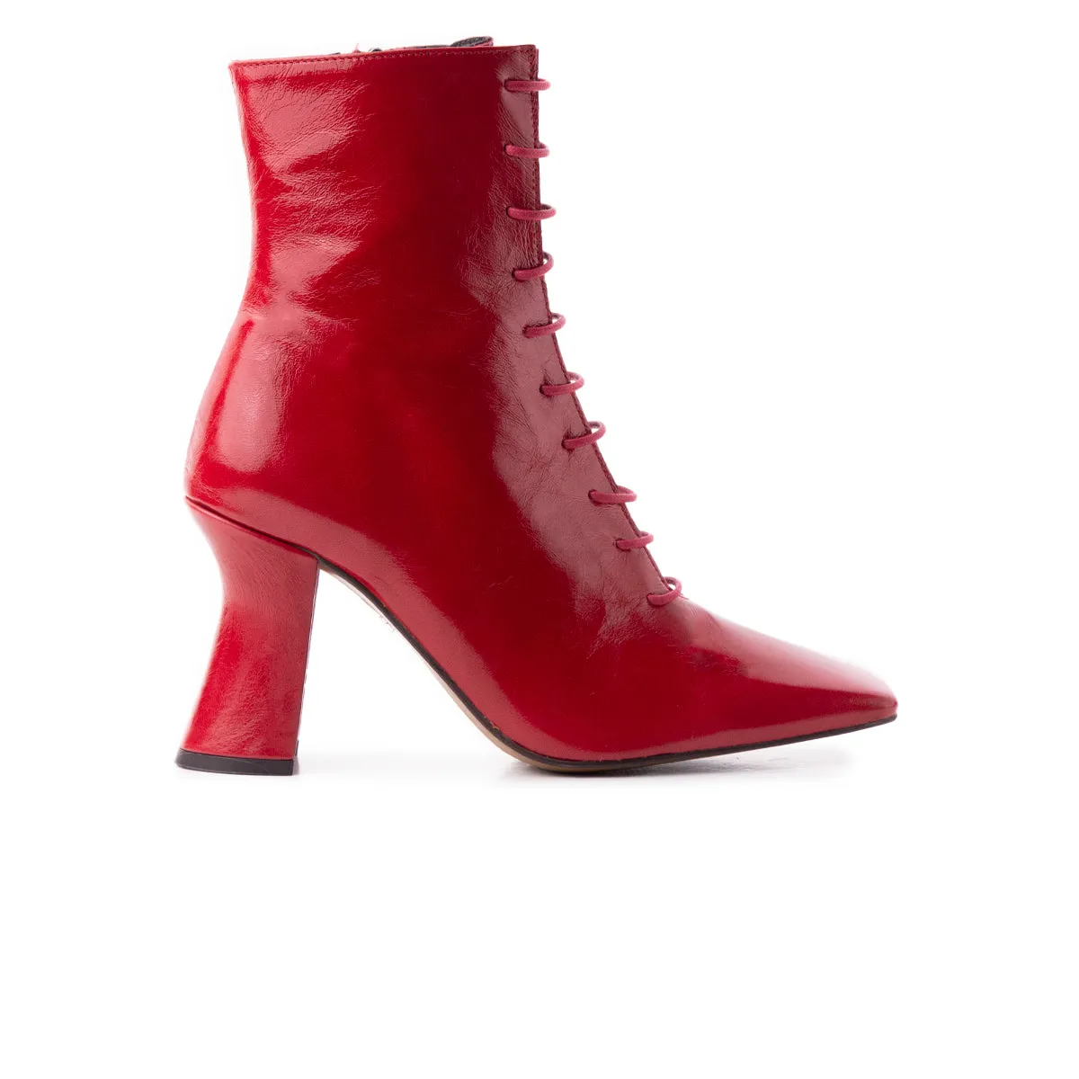Chunky Block Heel Ankle Boots Lockwood Berry Leather