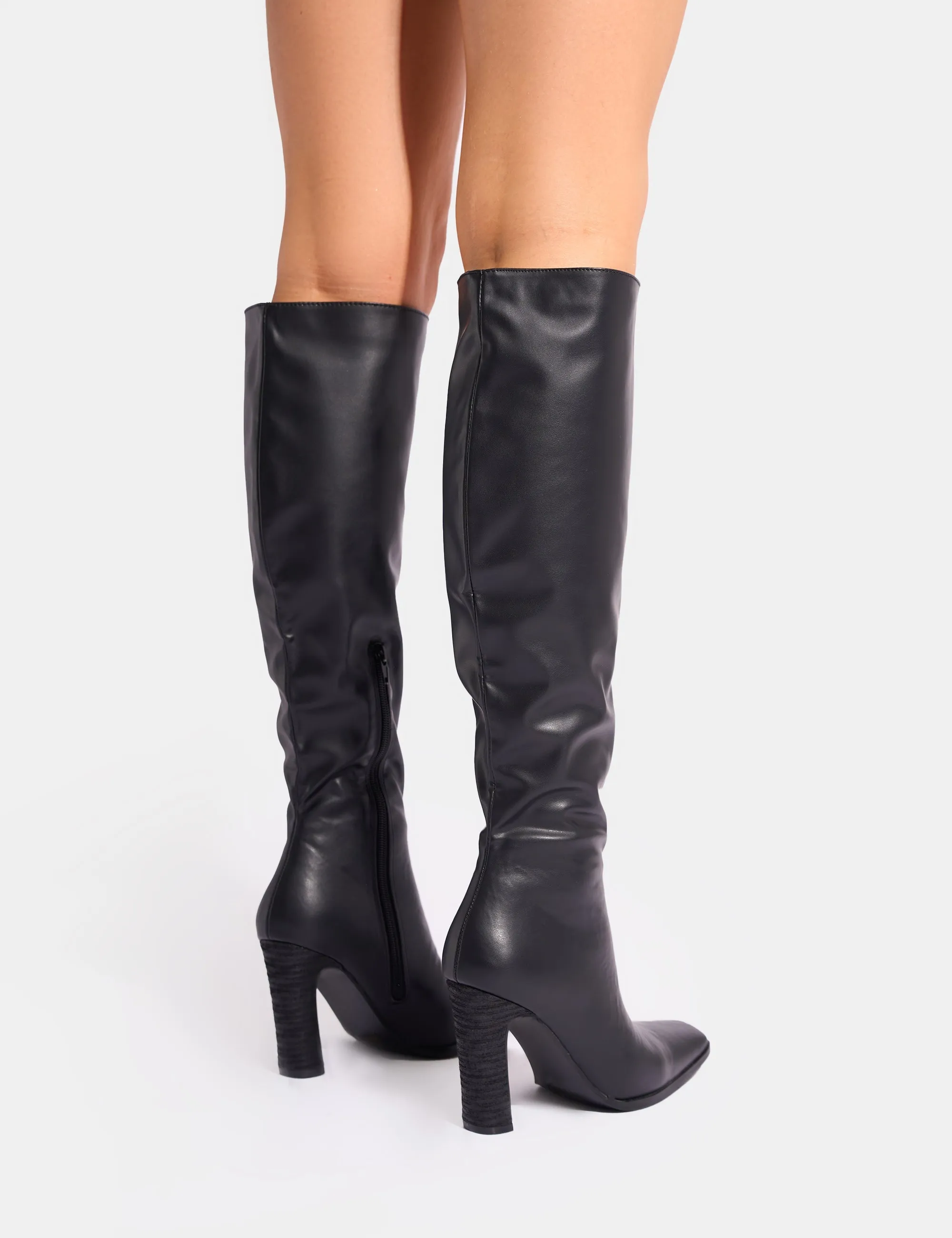 Knee High Boots Under $20 Acquilla Black Knee High Flared Heel Boots