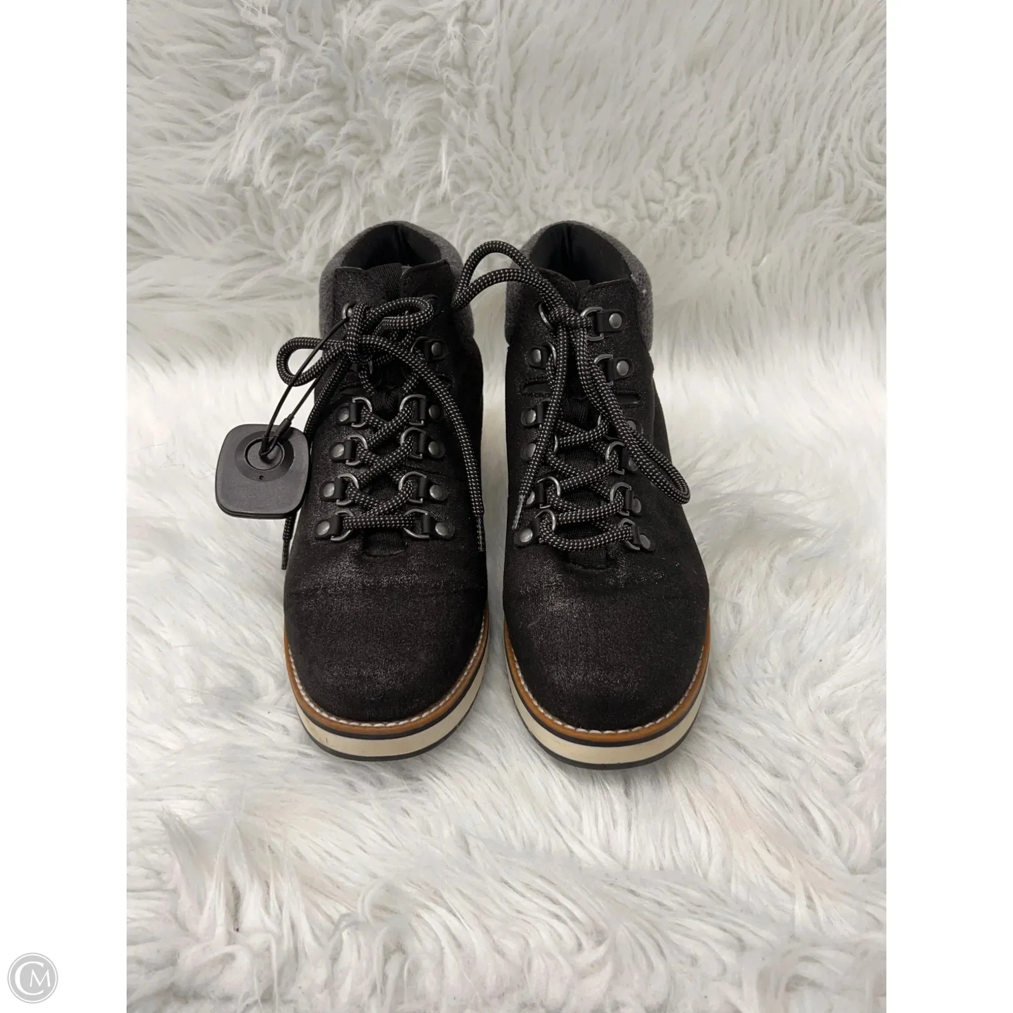 Boots Combat By Clothes Mentor In Black & Silver, Size: 8 Combat Boots With Floral Lining