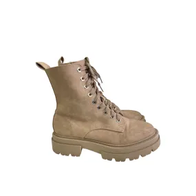 Boots Combat By Cme In Beige, Size:9.5 Cheap Heeled Combat Boots