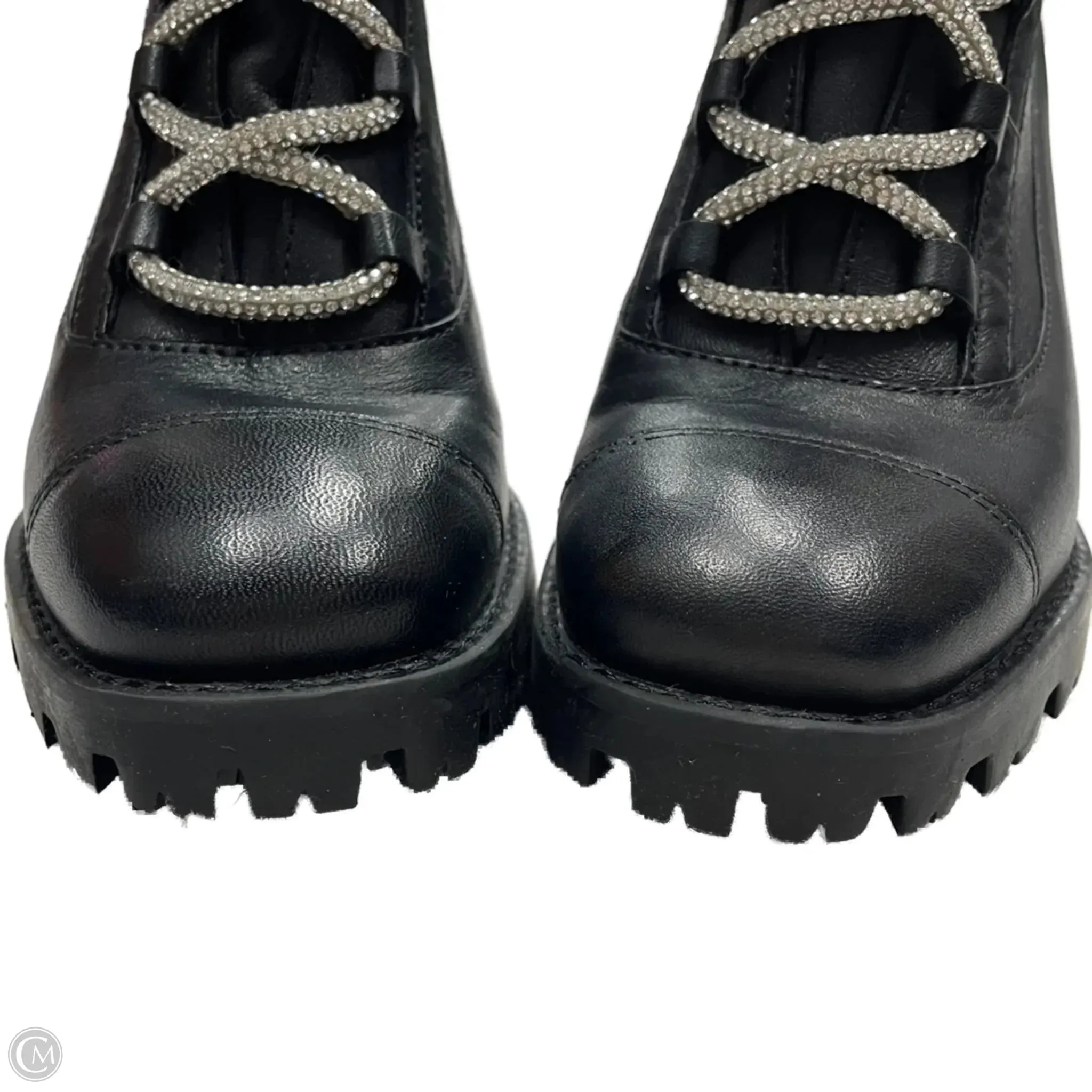 Combat Boots With Floral Inside Boots Combat By Schultz In Black & Silver, Size: 5.5