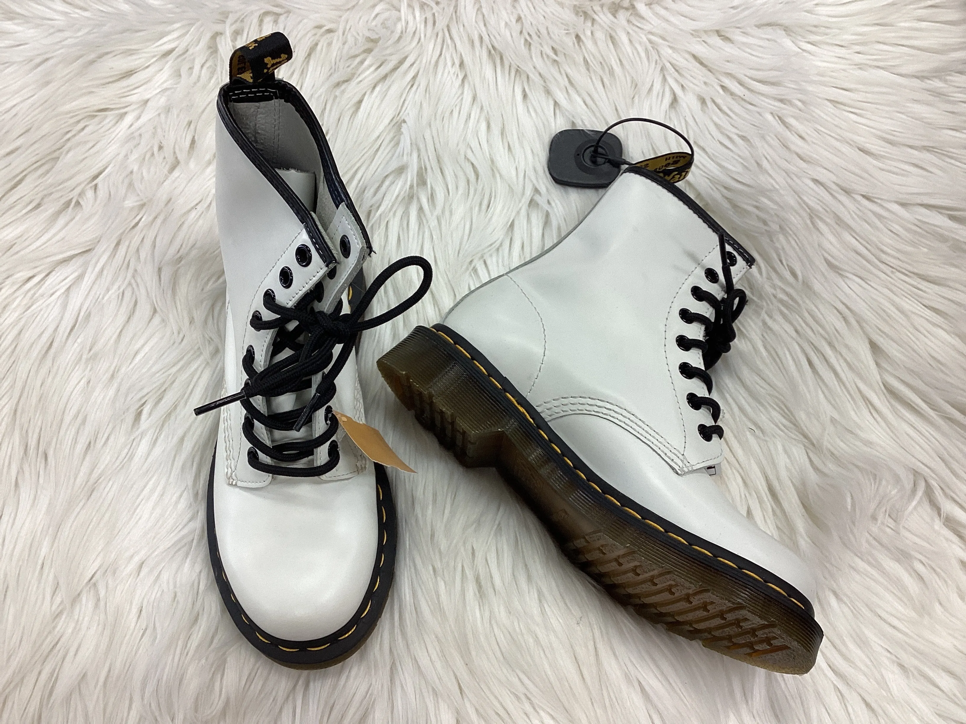 Waterproof Hiking Boots Leather Boots Hiking By Dr Martens In White, Size:6