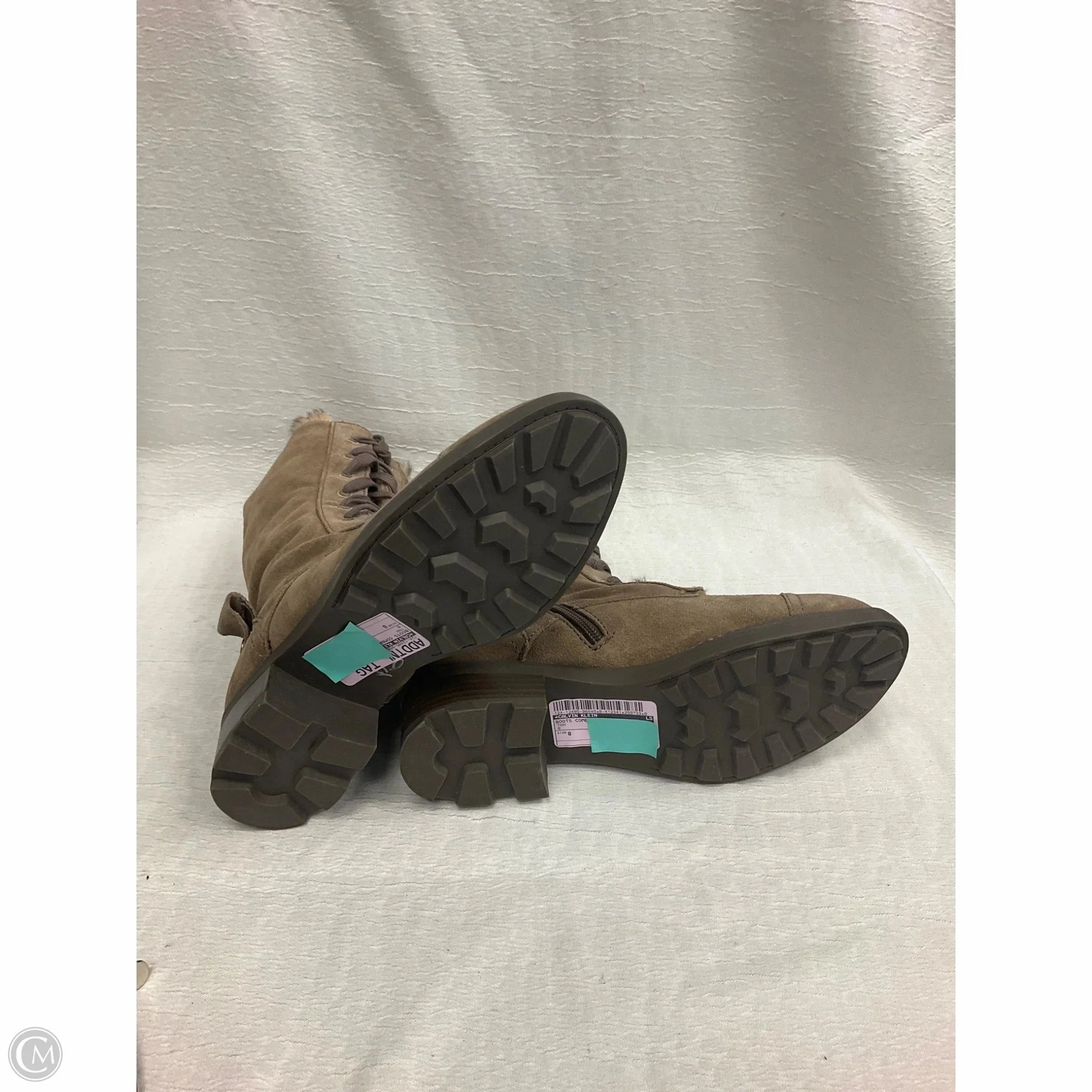 Combat Boots With Spikes And Studs Boots Combat By Calvin Klein In Tan, Size: 8