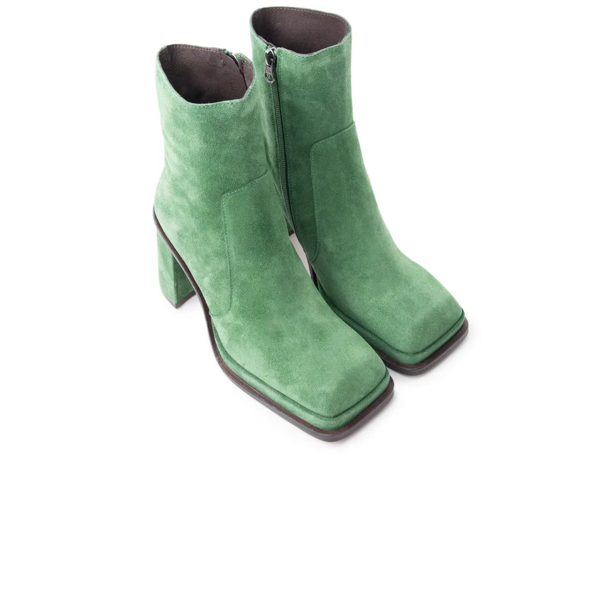 Snakeskin Flat Ankle Boots Bowen Khaki Suede