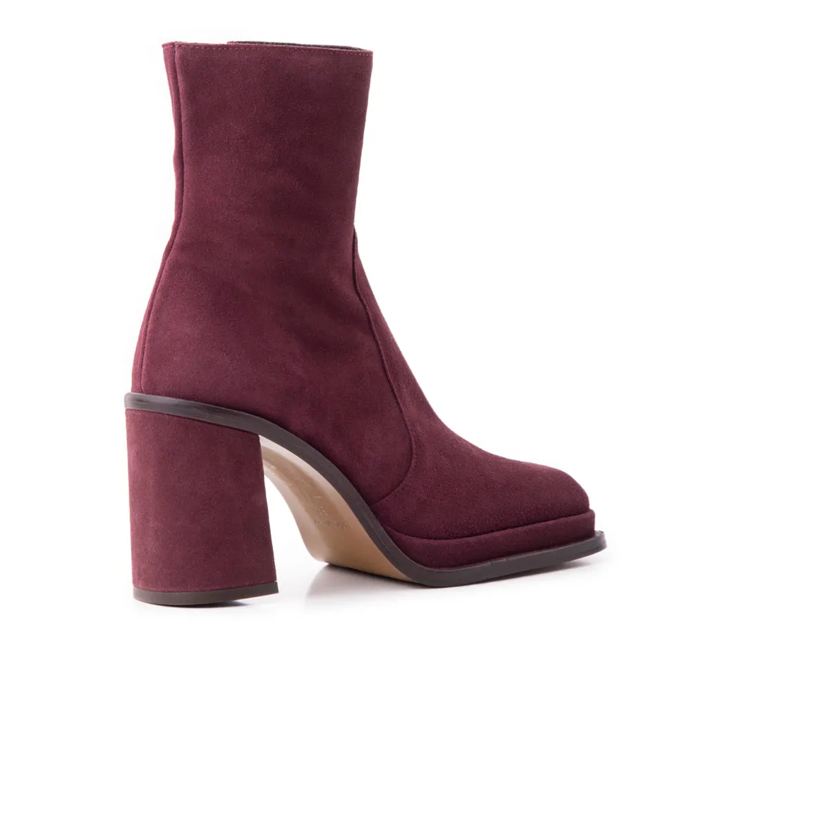 Bowen Raisin Suede Ankle Boots With V Front