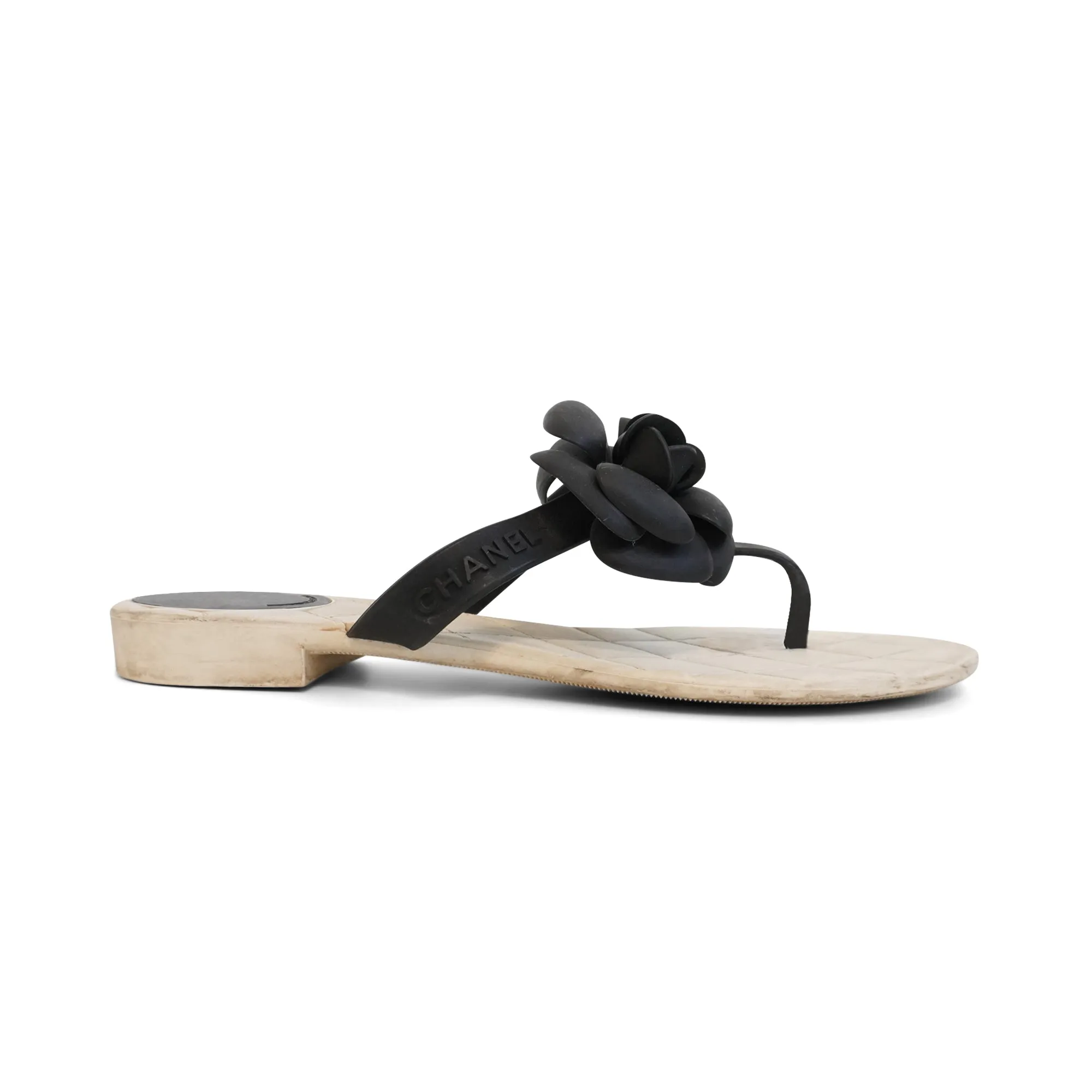 T Bar Flip Flops Chanel 'Camellia' Flip Flops - Women's 38