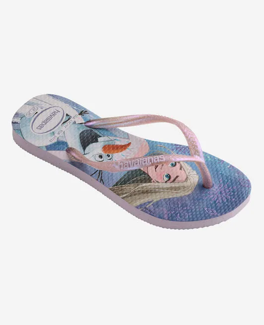 Healthy Flip Flops HAVAIANAS KIDS SLIM FROZEN - QUIET LILAC.LILAC MOONLIGHT GLITTER