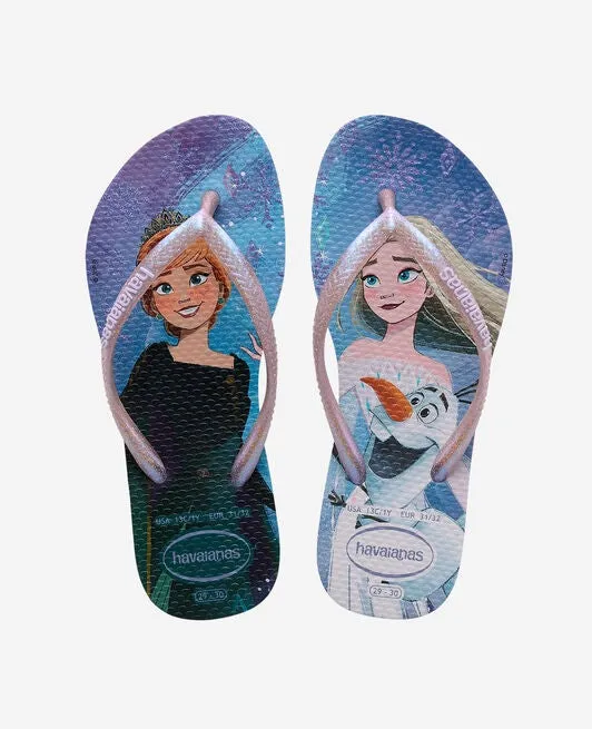 Sidekicks Foldable Flip Flops HAVAIANAS KIDS SLIM FROZEN - QUIET LILAC.LILAC MOONLIGHT GLITTER