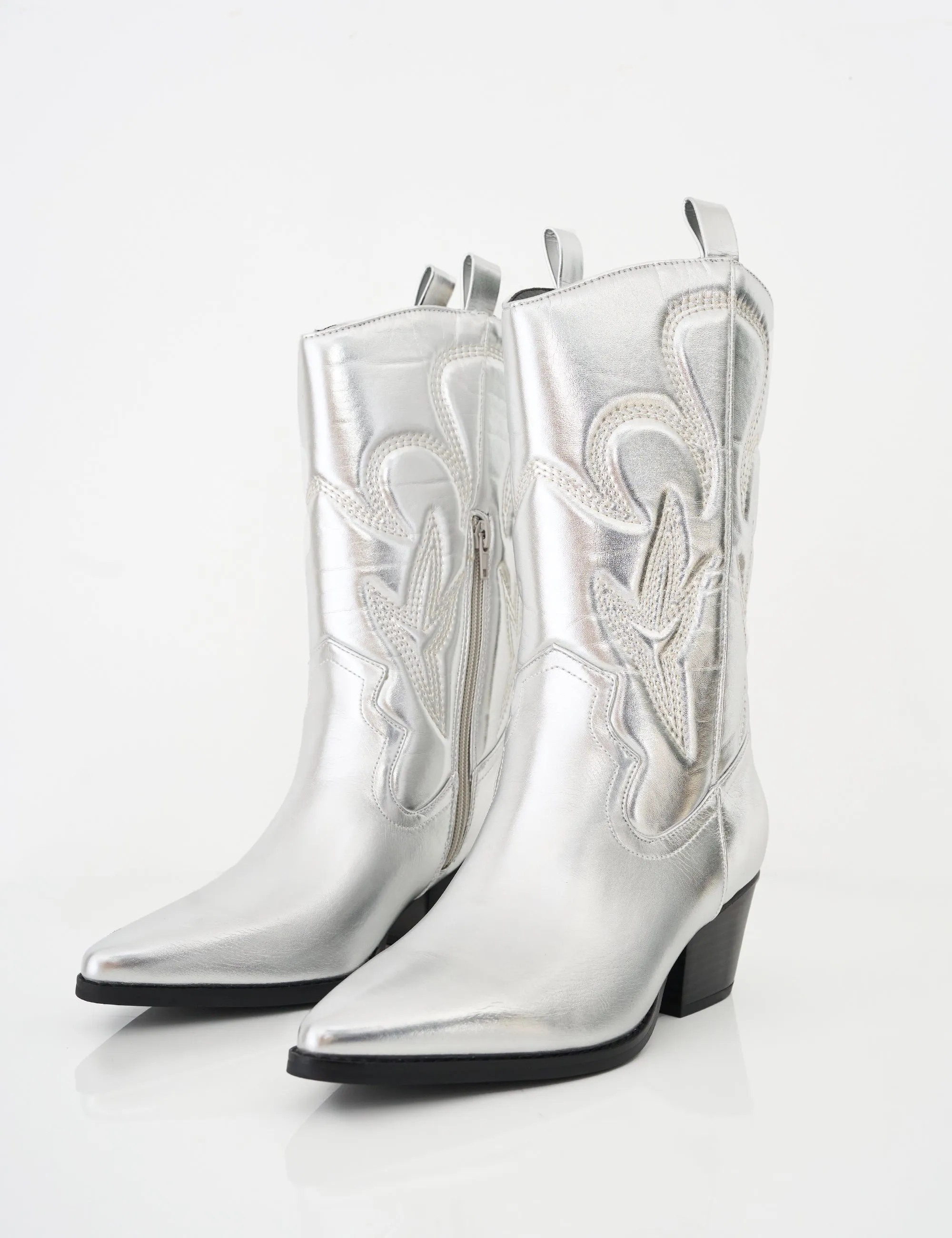 Calabasas Silver Western Embroidered Knee High Pointed Toe Cowboy Boots Cowboy Boots Pointy