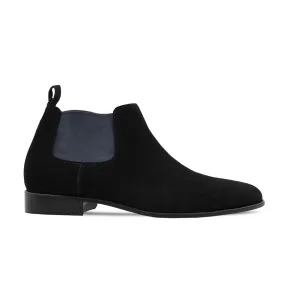 Calthe - Men's Black Kid Suede Chelsea Boot Chelsea Boots Femme Noir