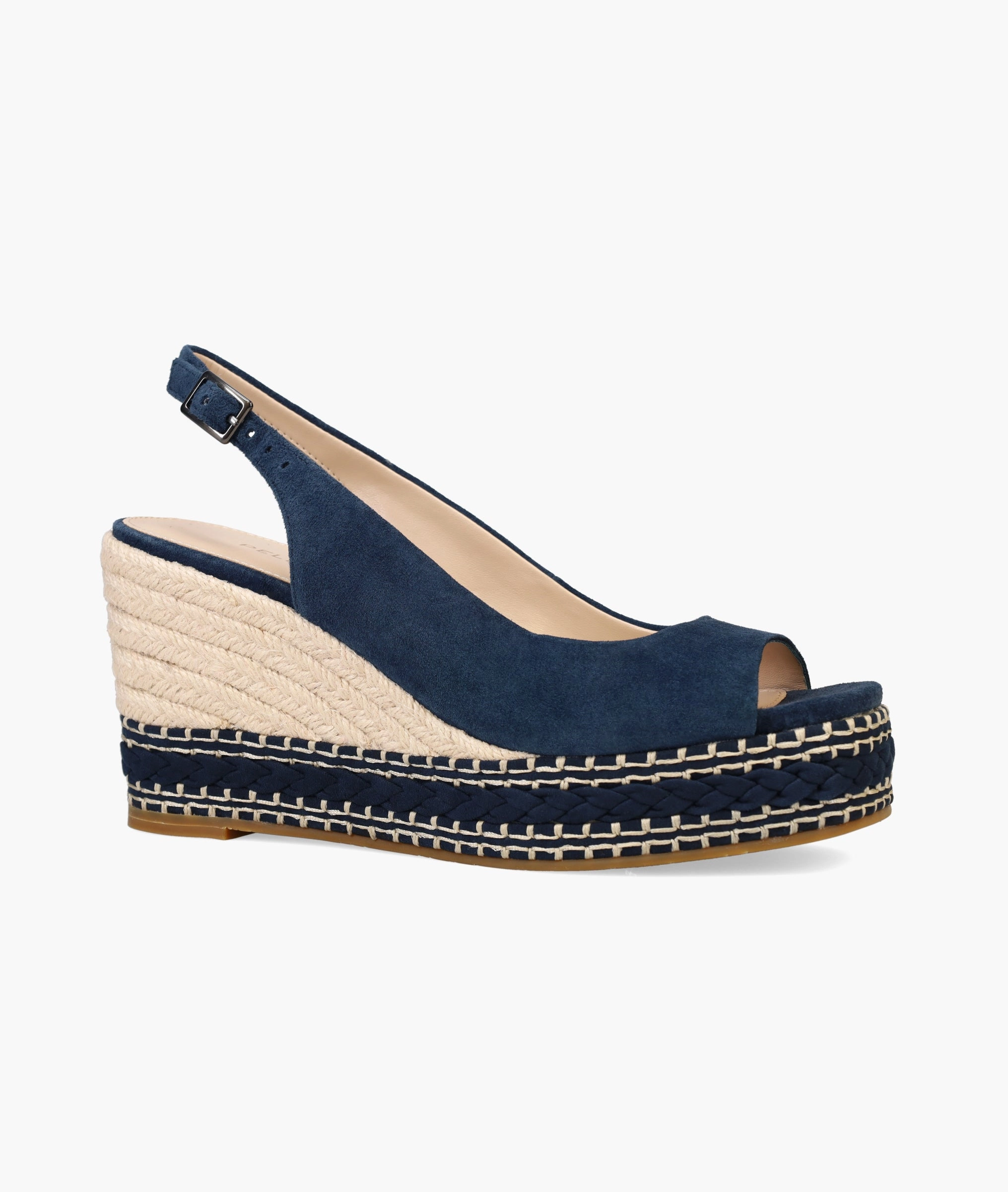 Suede Espadrilles Uk Elany Wedge - Midnight