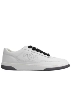 Badminton Shoes London CC Logo Calfskin Low Top Sneakers White Chanel